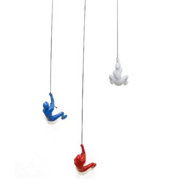 Climbing Man Home Decor Classic Wall-Art Sculpture | 3-Piece | Red,white & blue - Picture 2 of 2